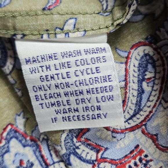 Alan Flusser Mens XL Paisley Button Down Long Sleeve Cotton Shirt - Picture 8 of 8